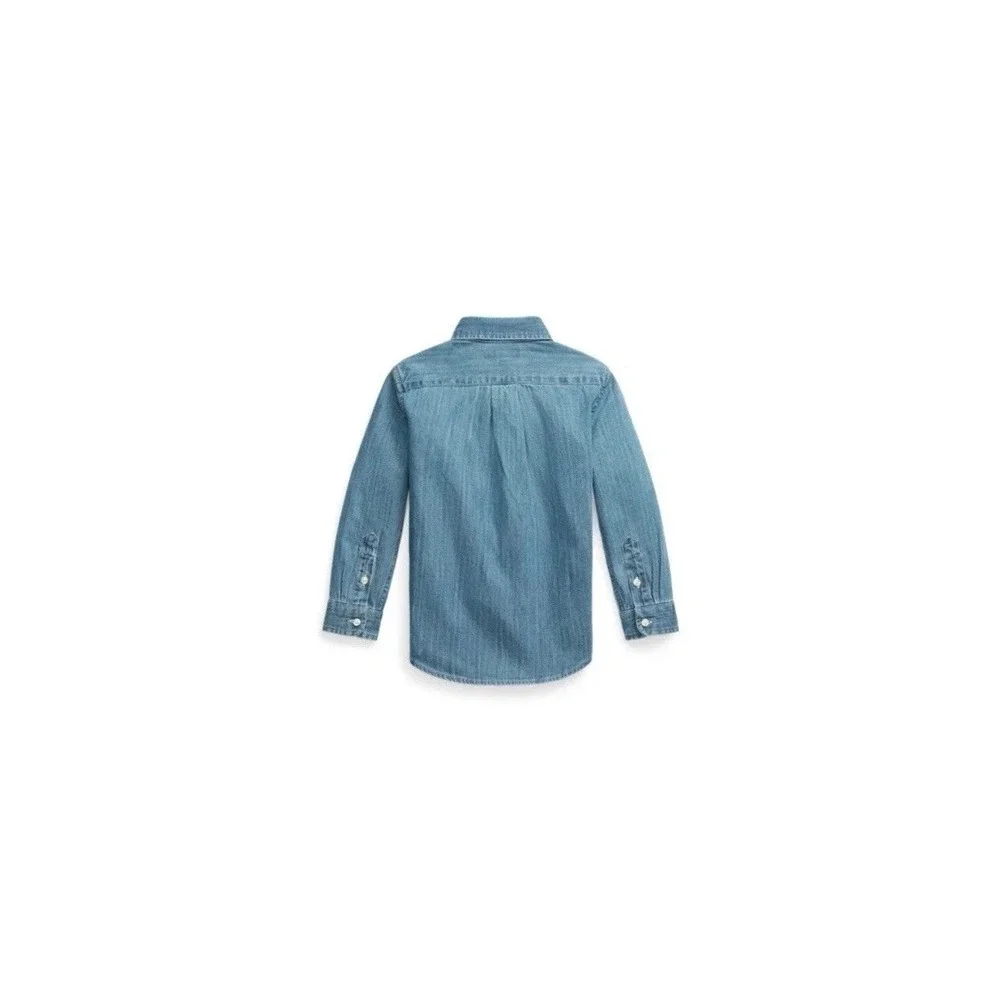 Polo Ralph Lauren Classic Fit Indigo Chambray Long Sleeve Blue Mens Small NWT - Picture 3 of 3